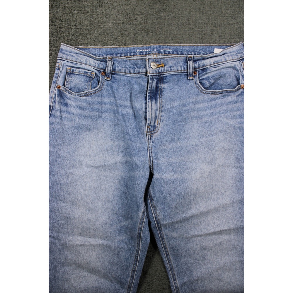 Old Navy Mid-Rise Boyfriend Jeans Light Wash Released Raw Hem Womens 12 Fringe